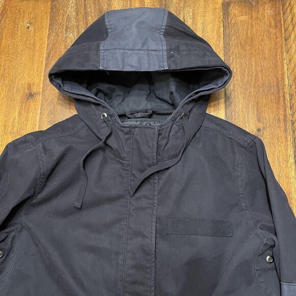 GAP Parka Coat Womens Small Blue Hooded Quilted Lined Fishtail Utility Jacket - Picture 3 of 14